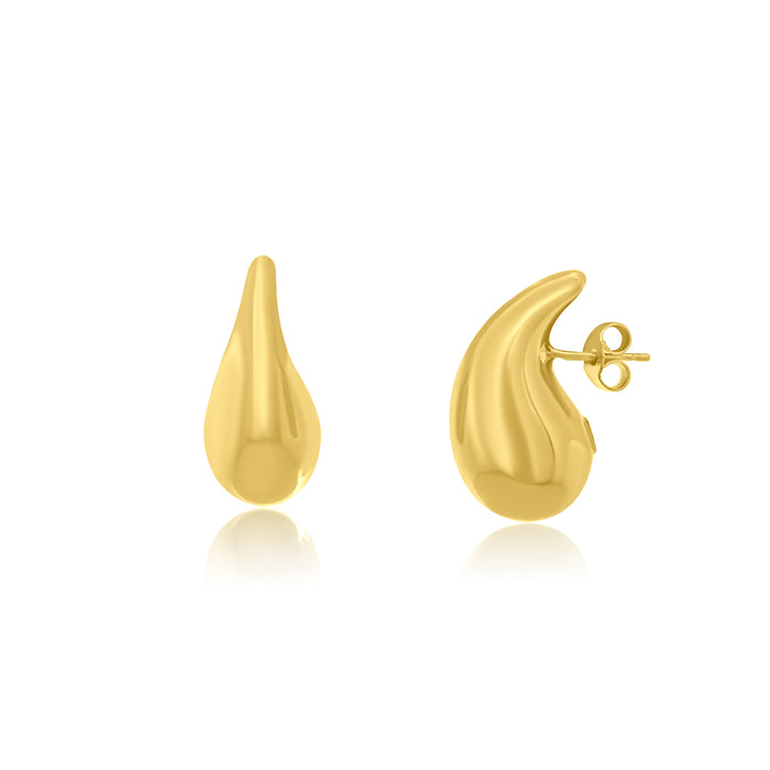 14K Gold Teardrop Medium Puff