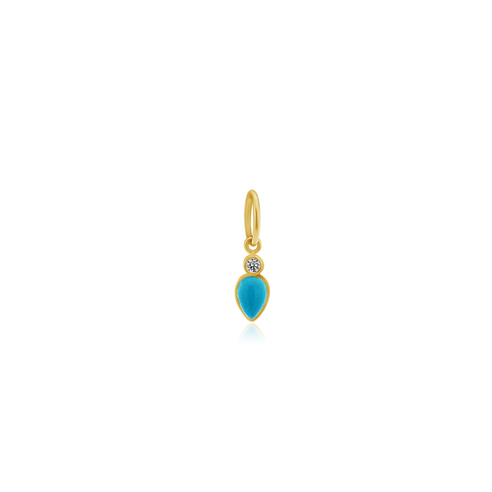 14K Gold with Turquoise Teardrop and Diamond