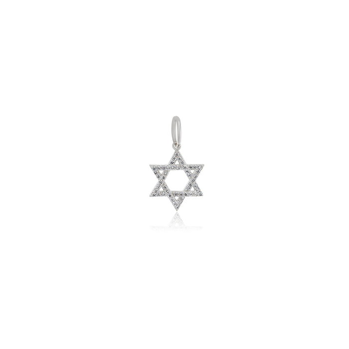 14K White Gold and Diamond Medium Star of David