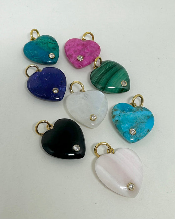 Gemstone Heart Pendant with 14K Gold and Diamond