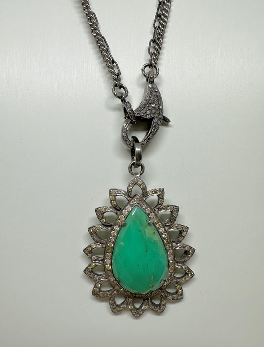 Green Chrysoprase and Diamond