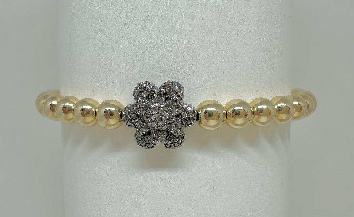 14K Gold Filled with Sterling Diamond Flower