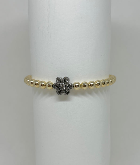 14K Gold Filled with Sterling Diamond Flower