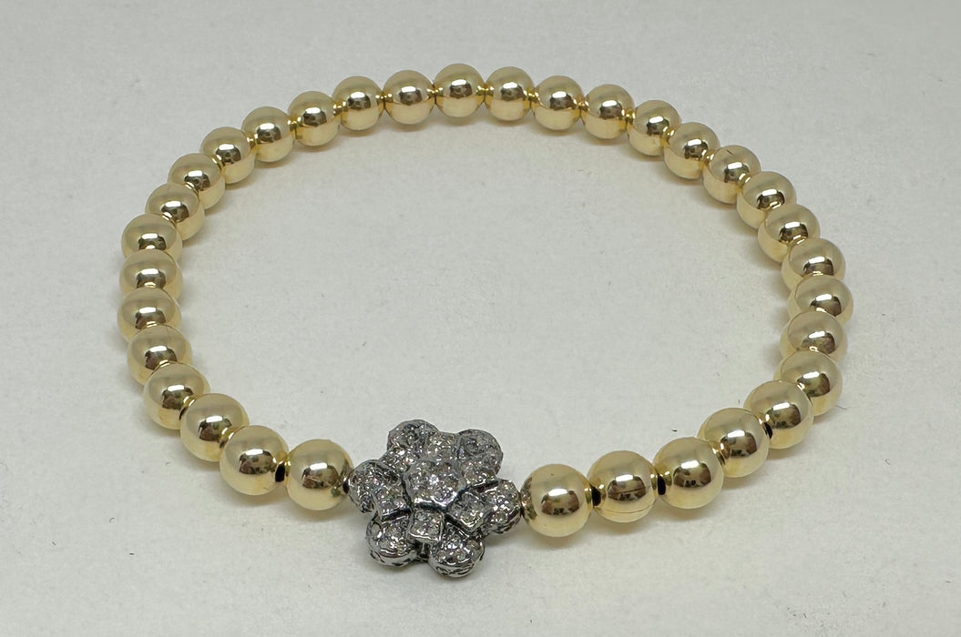 14K Gold Filled with Sterling Diamond Flower