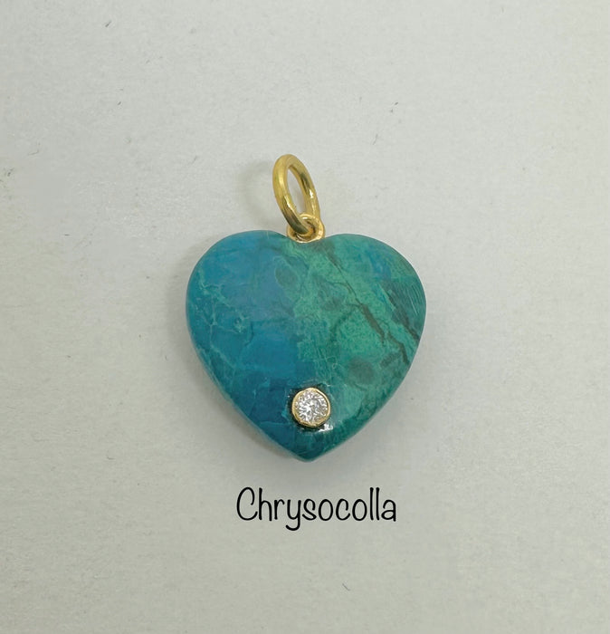 Gemstone Heart Pendant with 14K Gold and Diamond
