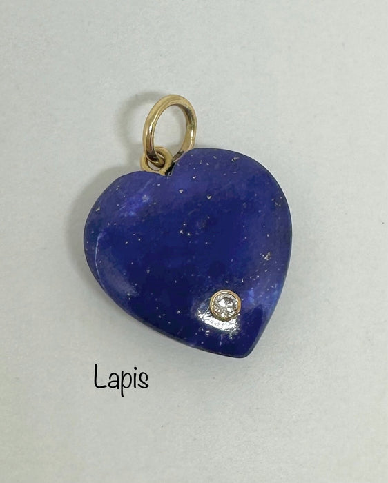 Gemstone Heart Pendant with 14K Gold and Diamond