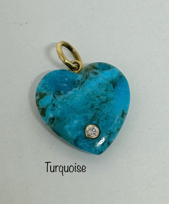 Gemstone Heart Pendant with 14K Gold and Diamond