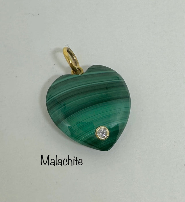 Gemstone Heart Pendant with 14K Gold and Diamond