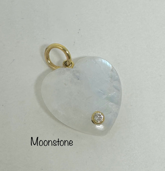 Gemstone Heart Pendant with 14K Gold and Diamond