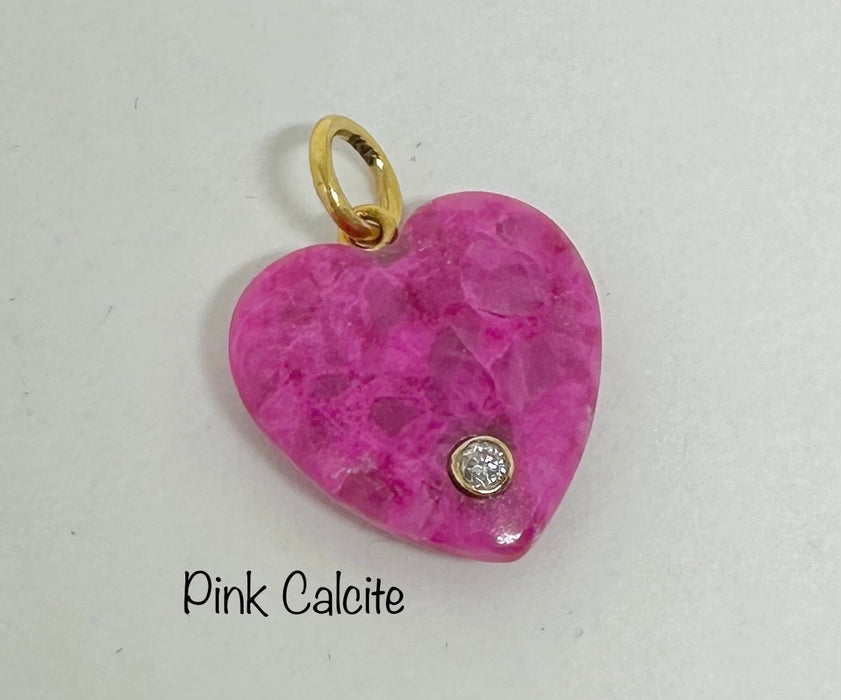 Gemstone Heart Pendant with 14K Gold and Diamond