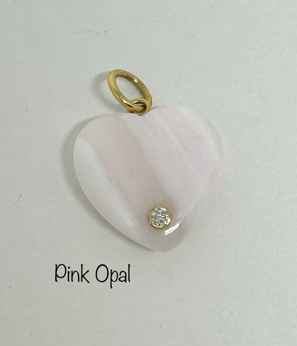 Gemstone Heart Pendant with 14K Gold and Diamond