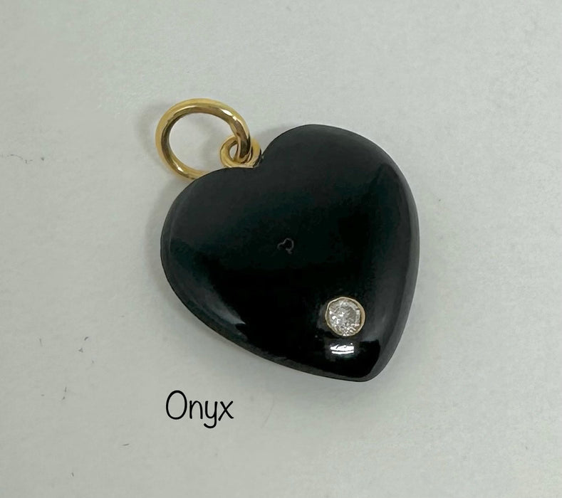 Gemstone Heart Pendant with 14K Gold and Diamond