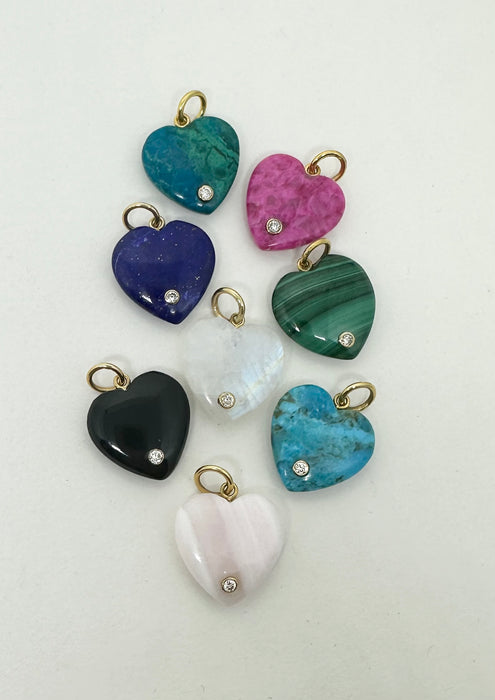 Gemstone Heart Pendant with 14K Gold and Diamond