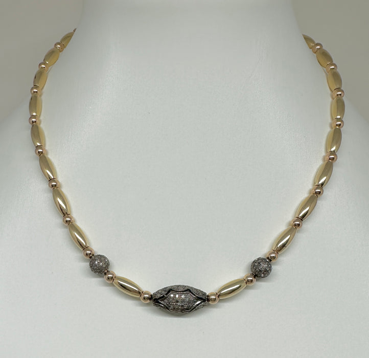 Multiple Diamond and Gold Filled Beads