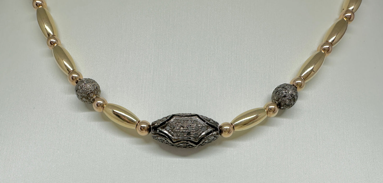Multiple Diamond and Gold Filled Beads