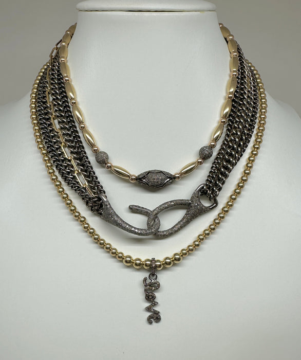 Multiple Diamond and Gold Filled Beads