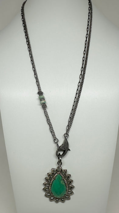 Green Chrysoprase and Diamond