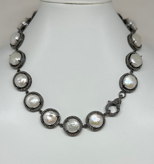 Sterling Diamond Pearl Stunner