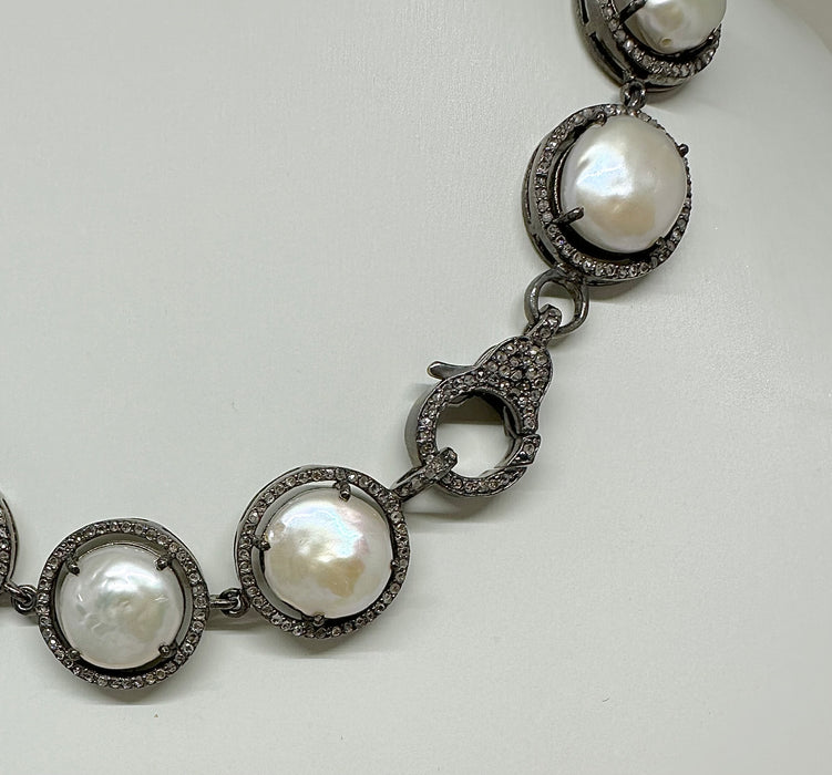 Sterling Diamond Pearl Stunner
