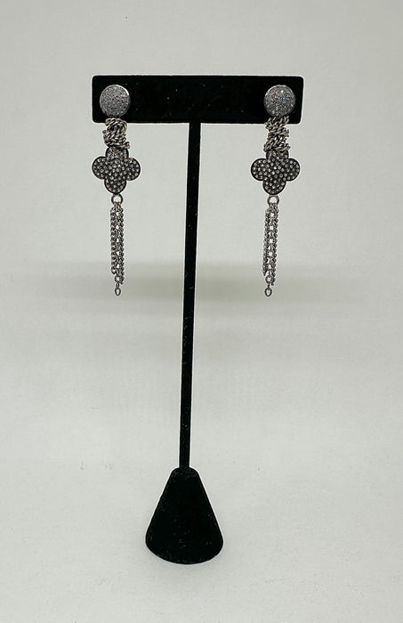 Sterling and Diamond Hand-wrapped Diamond Clover