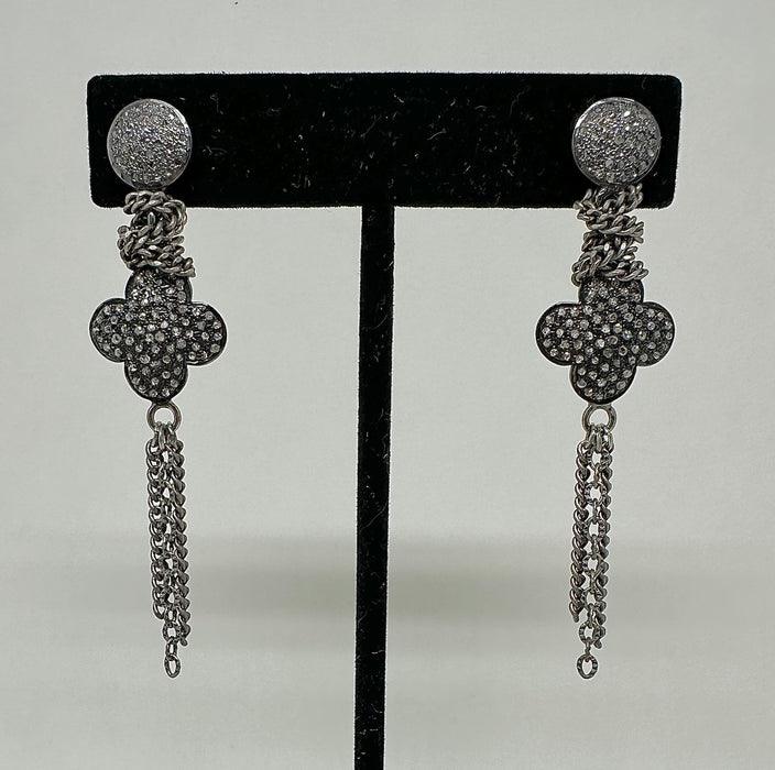 Sterling and Diamond Hand-wrapped Diamond Clover