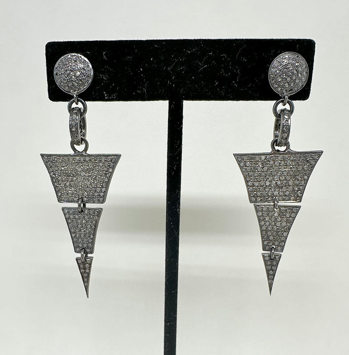 Sterling Silver and Diamond Modern Dangling Triangle
