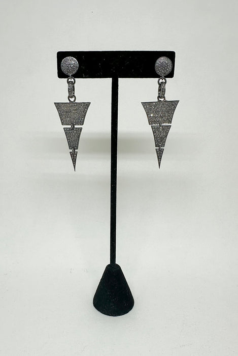 Sterling Silver and Diamond Modern Dangling Triangle