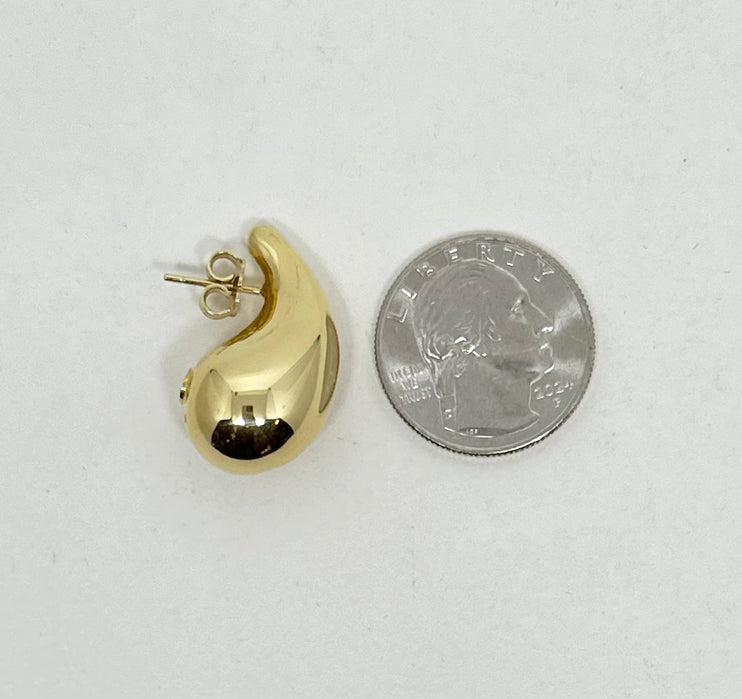 14K Gold Teardrop Medium Puff