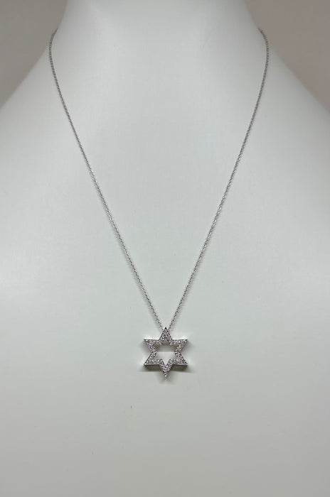 14K White Gold Floating Star of David