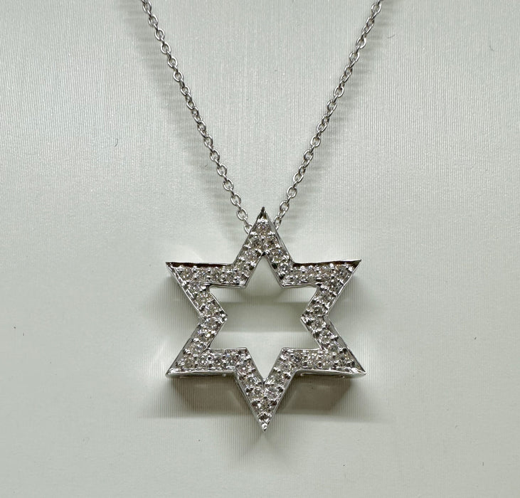 14K White Gold Floating Star of David