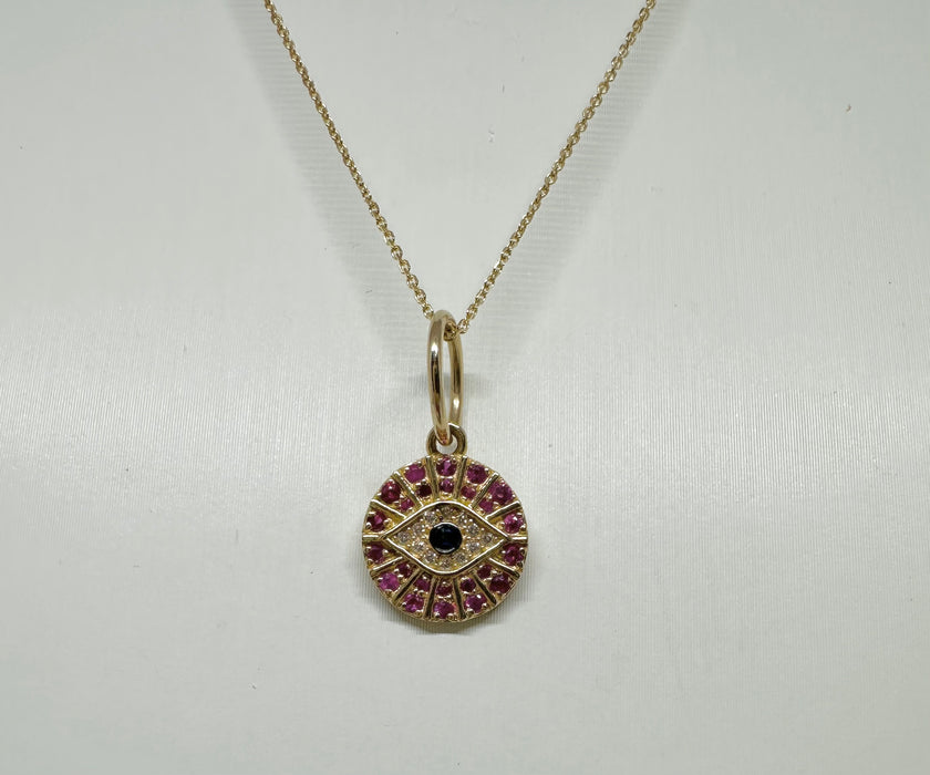 Diamond Ruby and Sapphire Evil Eye