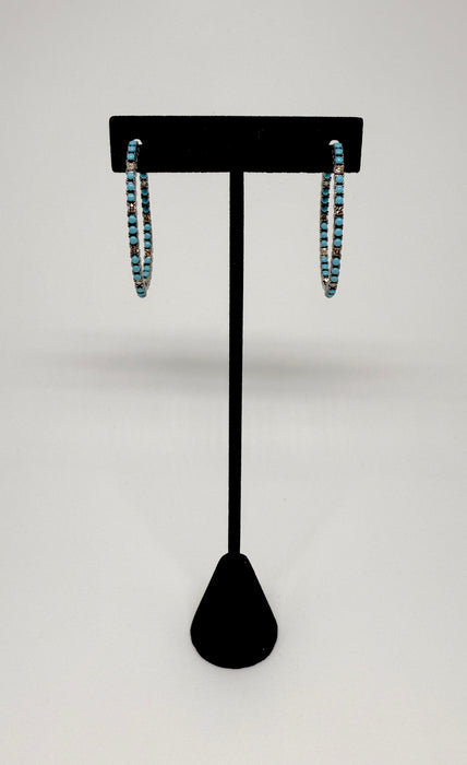 Turquoise & Diamond Sterling Hoops